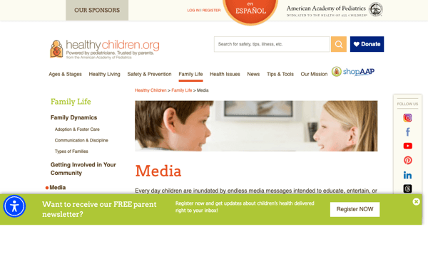 AAP HealthyChildren.org – Media and Young Children